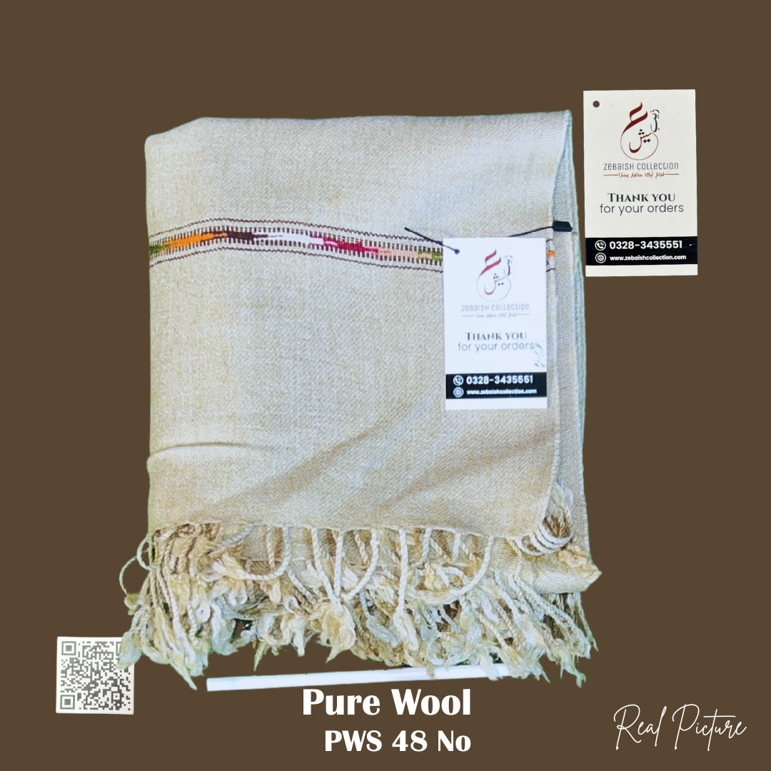 48 No Handmade Wool Shawl | Light Brown