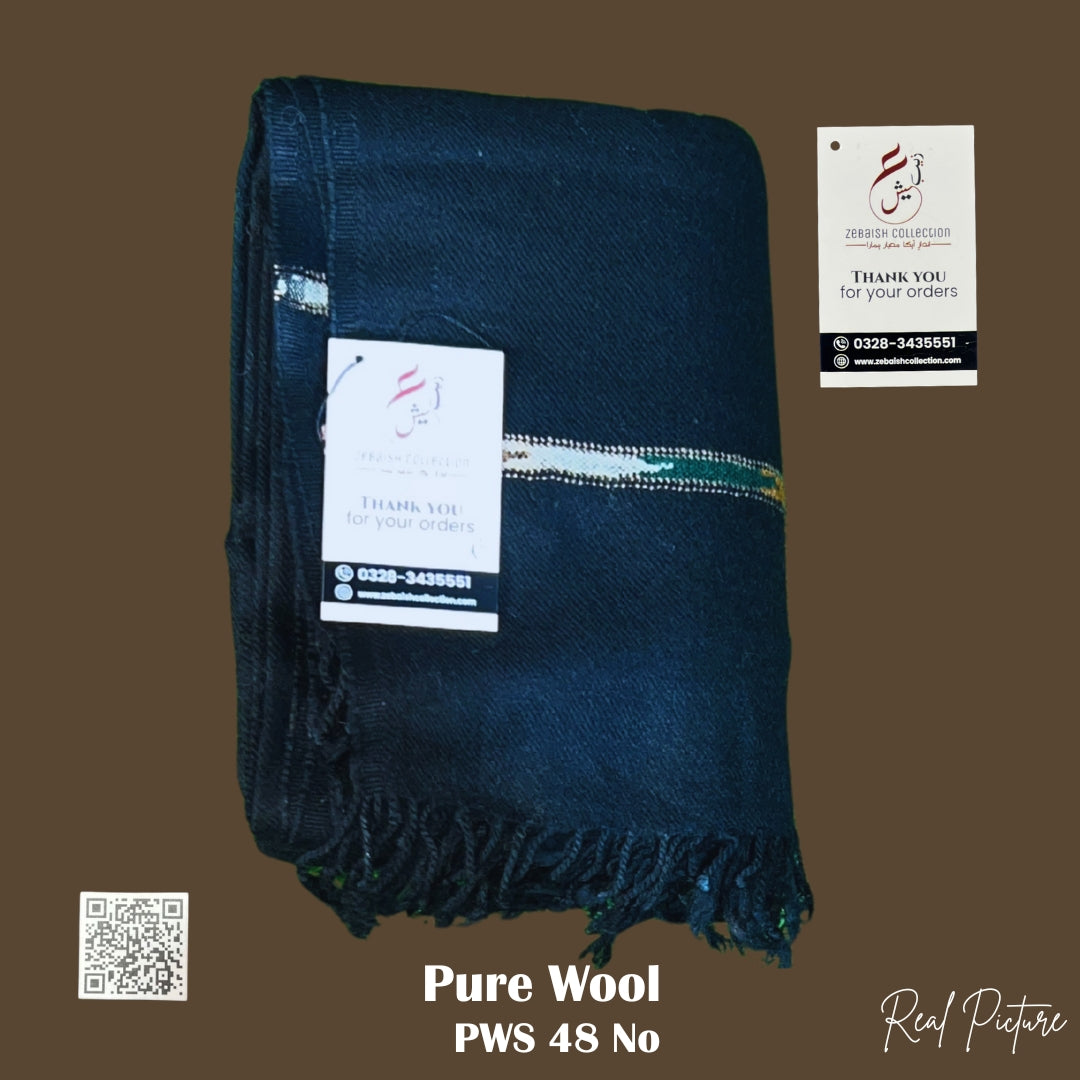 48 No Handmade Wool Shawl | Black